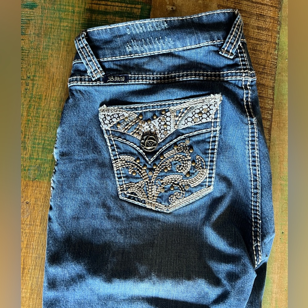 Adiktd jeans Rhinestones, studs, and roses - excellent condition, barely worn